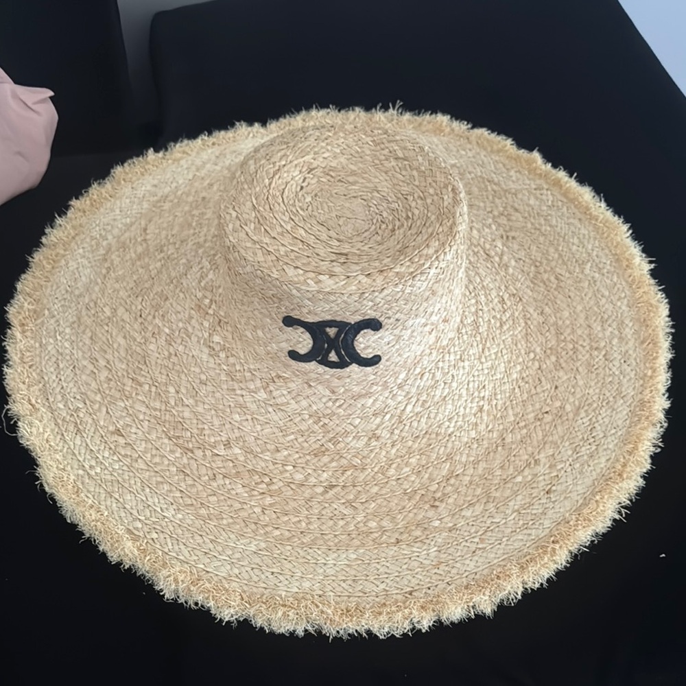 Celine Wide Brim Raffia Straw Hat